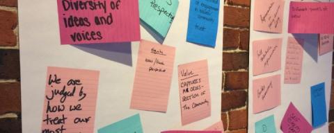 post-it notes on bulletin boards
