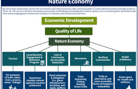 nature economy graphic illustrating the relationship between nature economy, economy development and quality of life