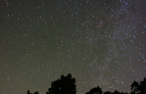 Meteor shower in night sky