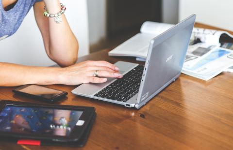 A person is using a laptop