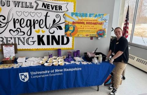 Laura Alimayu at school promoting the importance of school breakfast.